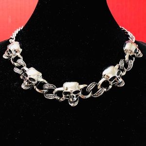 Unisex Super sick Punk Gothic Goth Grunge Skulls chain curb chain Choker Gift